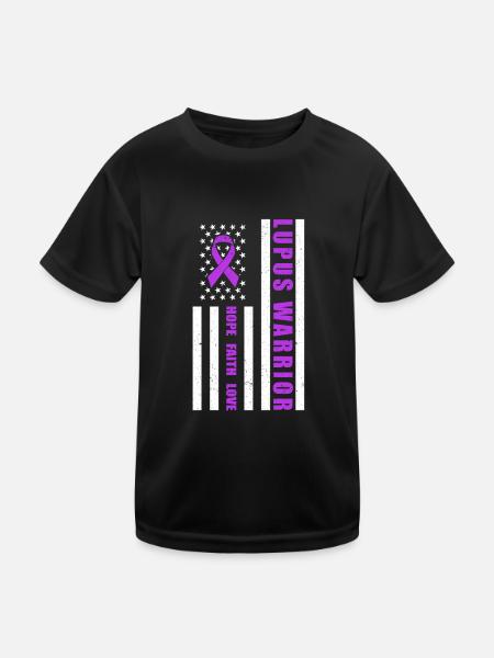 Lupus Awareness Hope Faith Love USA American Flag - Kinder Funktions-T-Shirt - Schwarz - Vorne