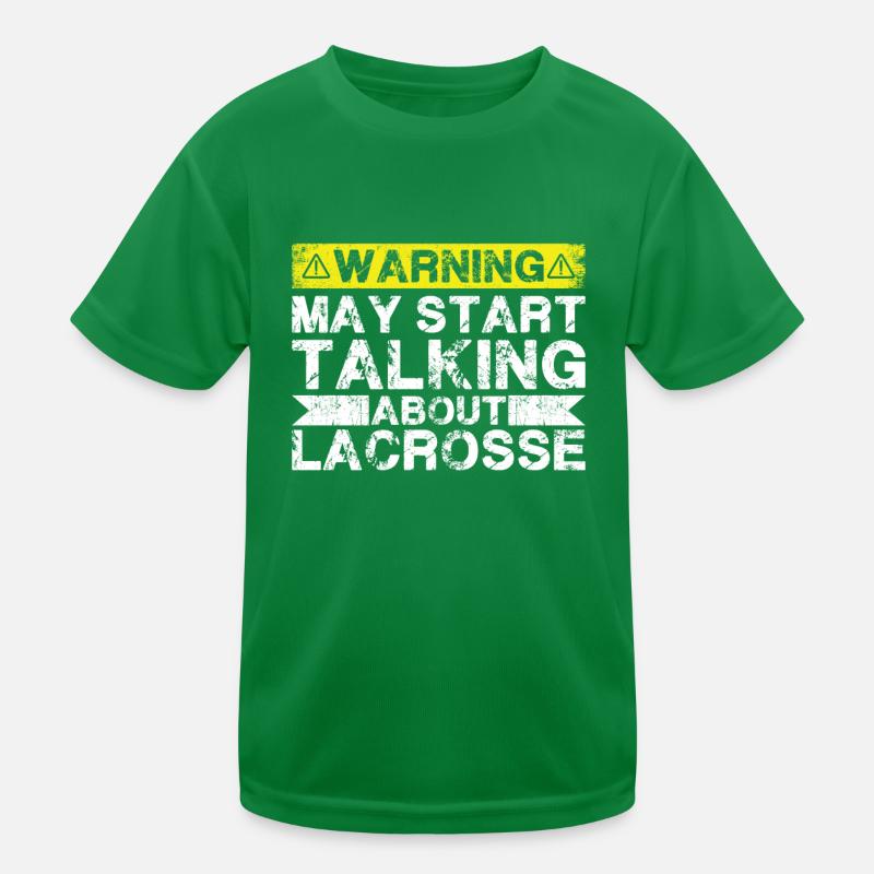 Über Lacrosse Sprechen Kinder Funktions-T-Shirt