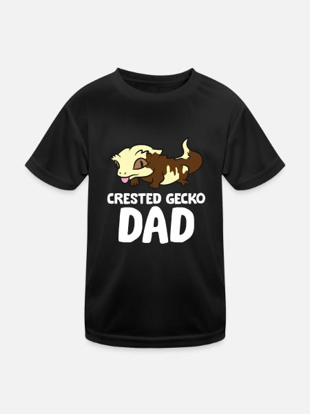 Crested Gecko Dad Lizard Reptile Father Crested - Kids Functional T-Shirt - black - Front