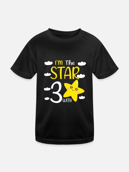 Fille d’anniversaire de 3 ans à The Star With 3 - T-shirt sport Enfant - noir - Devant