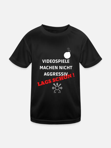 VIDEOSPIELE MACHEN NICHT AGGRESSIV LAGS SCHON - Kinder Funktions-T-Shirt - Schwarz - Vorne
