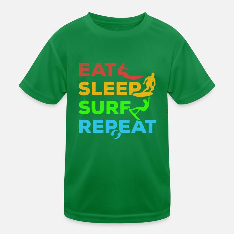 Surfing Eat Sleep Surf Repeat - Wave Surfer Kinder Funktions-T-Shirt