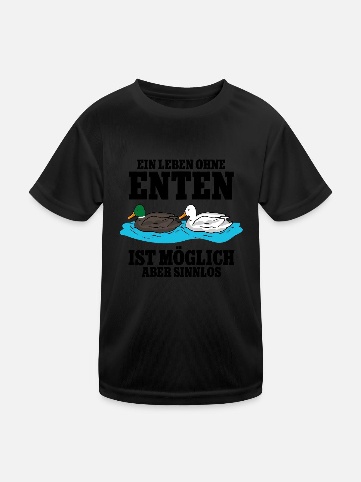 Enten - Kinder Funktions-T-Shirt - Schwarz - Vorne