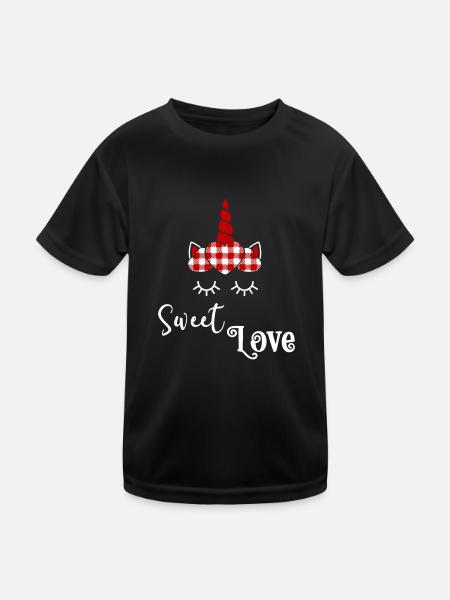 Douce Licorne d’amour - T-shirt sport Enfant - noir - Devant