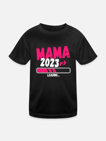 Werdende Mama 2023 - Kinder Funktions-T-Shirt - Schwarz - Vorne