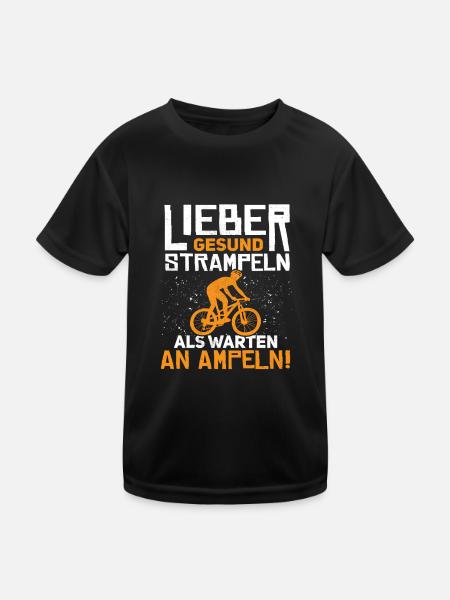 Strampeln? Ampeln! - Mountainbiker Mountainbike - Kinder Funktions-T-Shirt - Schwarz - Vorne