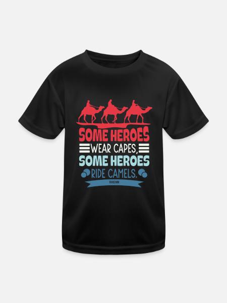 Some Heroes Wear Capes Some Heroes Ride Camels - Kids Functional T-Shirt - black - Front