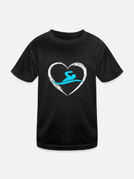 Amour de la natation - T-shirt sport Enfant - noir - Devant