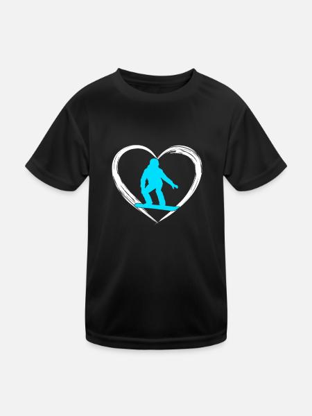 snowboarding love - Kinder Funktions-T-Shirt - Schwarz - Vorne