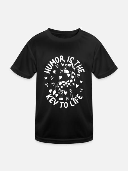 Giraffe Lover Cute Giraffe - Humor Is The Key To L - Kids Functional T-Shirt - black - Front