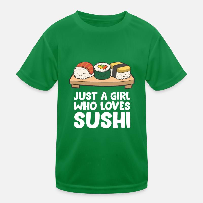 Nur ein Mädchen, das Sushi liebt Kinder Funktions-T-Shirt