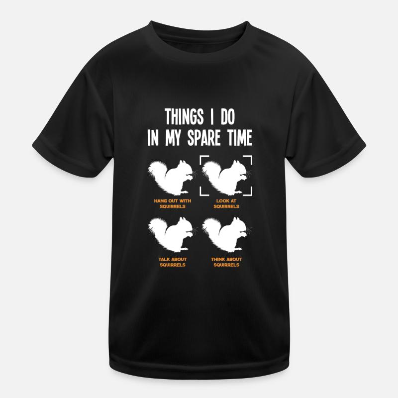 Eichhörnchen - Kinder Funktions-T-Shirt - Schwarz
