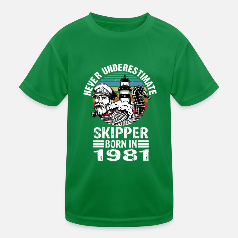 Never Underestimate Skipper born in 1981 Kids Functional T-Shirt