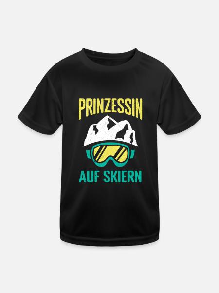 Ski Sking Snowboard Wintersport Skifahrer - Kinder Funktions-T-Shirt - Schwarz - Vorne
