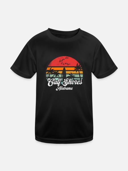 Vintage Gulf Shores Alabama Surfing Retro Surf Pun - Kids Functional T-Shirt - black - Front