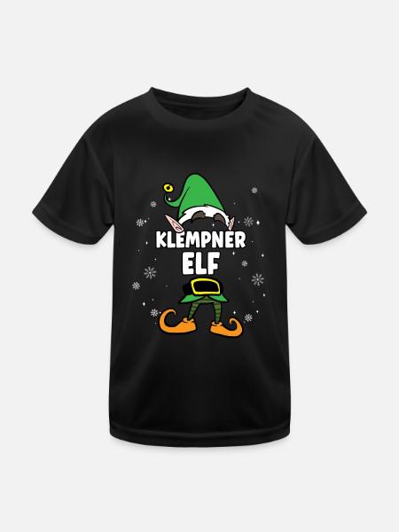 Klempner Elf Partnerlook Weihnachten - Kinder Funktions-T-Shirt - Schwarz - Vorne