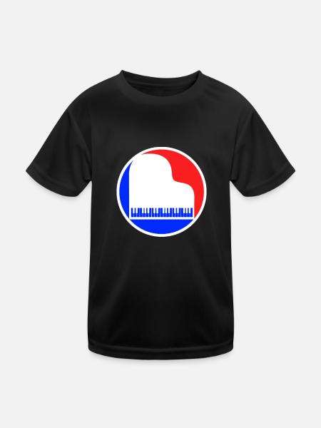 Klavier Logo - Kinder Funktions-T-Shirt - Schwarz - Vorne