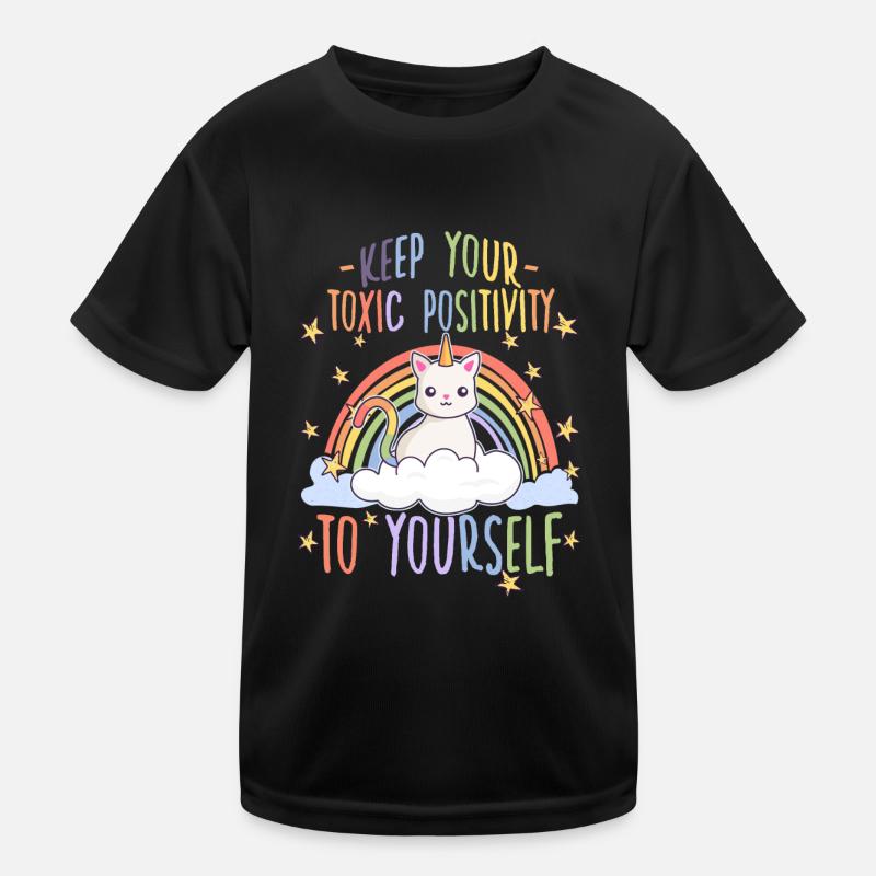 Süßes Anti Regenbogen Toxic Positivity Katzen Kinder Funktions-T-Shirt