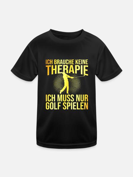 Golf Therapie Spruch - Kinder Funktions-T-Shirt - Schwarz - Vorne