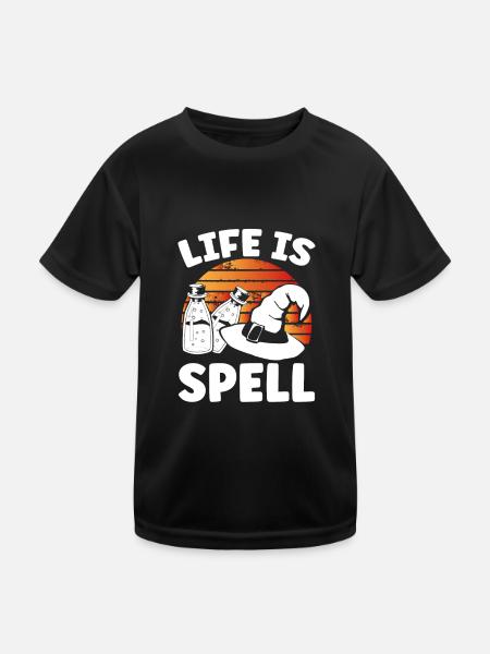 Hexe Leben benutzt Zauber - Kinder Funktions-T-Shirt - Schwarz - Vorne