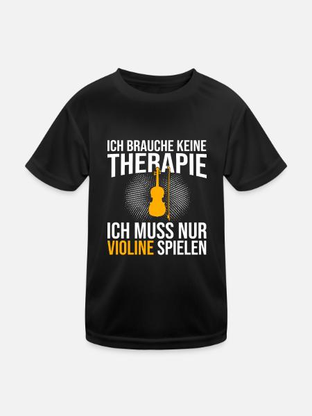 Violine Therapie Spruch - Kinder Funktions-T-Shirt - Schwarz - Vorne