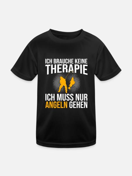 Angeln Therapie Spruch - Kinder Funktions-T-Shirt - Schwarz - Vorne