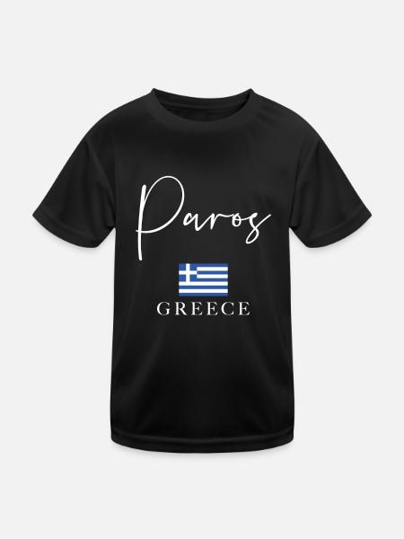 Greece Flag Holidays - Paros Island - Kids Functional T-Shirt - black - Front