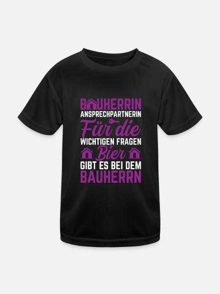 Bauherrin Bauleitung Ansprechpartnerin - Kinder Funktions-T-Shirt - Schwarz - Vorne