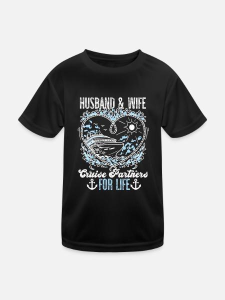 Mariage de vacances en bateau de croisière - T-shirt sport Enfant - noir - Devant