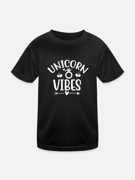 Unicorn vibes Unicorn - Kinder Funktions-T-Shirt - Schwarz - Vorne