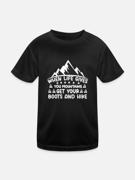 Wenn das Leben dir Berge schenkt - Kinder Funktions-T-Shirt - Schwarz - Vorne