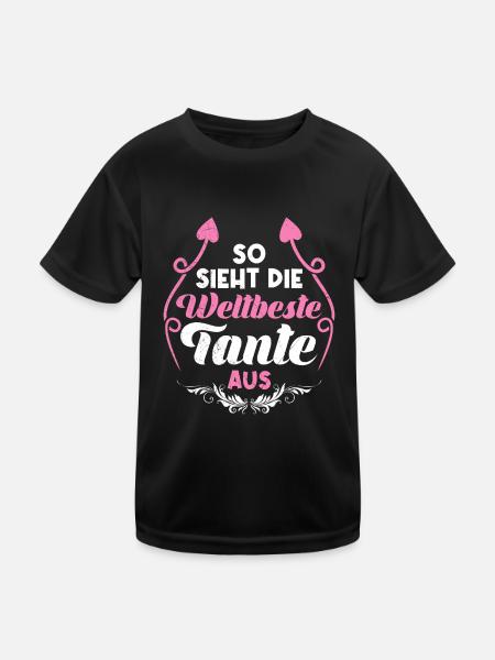 So sieht die weltbeste Tante aus Beste Tante - Kinder Funktions-T-Shirt - Schwarz - Vorne