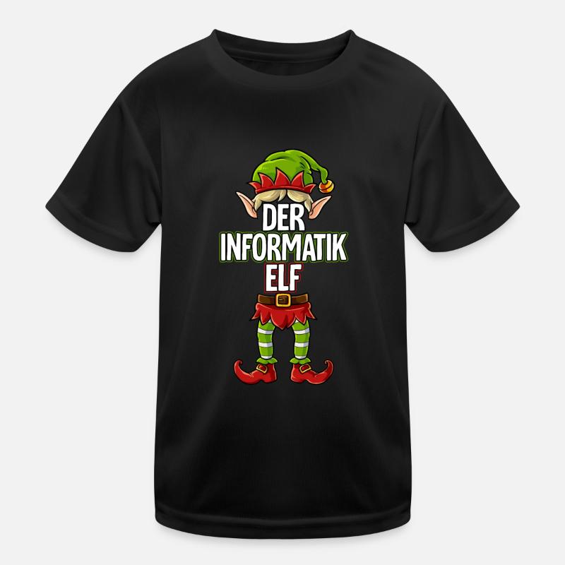 Informatik Elf Partnerlook Weihnachten - Kinder Funktions-T-Shirt - Schwarz