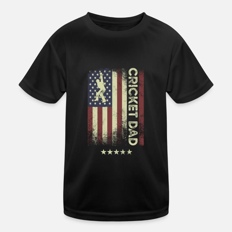 American Flag - Cricket Dad Kids Functional T-Shirt