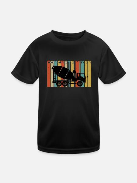 Retro-beton-lkw - Kinder Funktions-T-Shirt - Schwarz - Vorne