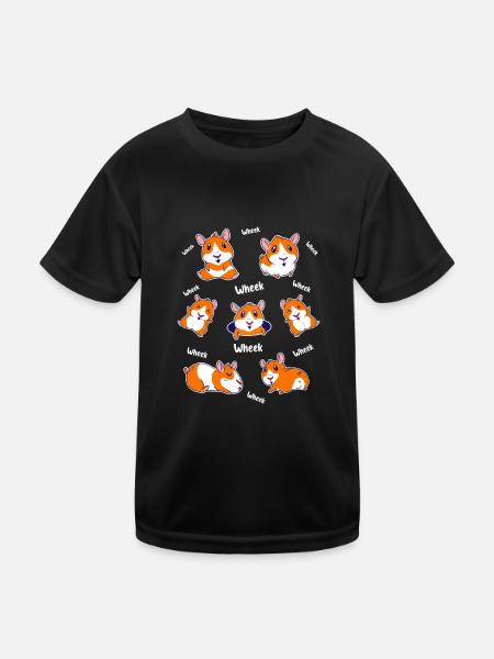 Wheek Wheek Graphic Guinea Pig Owner Pet Cavy Anim - Kinder Funktions-T-Shirt - Schwarz - Vorne