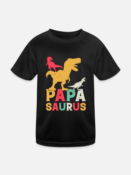 Papasaurus Papa Dinosaur - Papa Saurus Papa Dino - Kinder Funktions-T-Shirt - Schwarz - Vorne