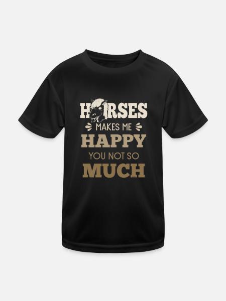 Pferde machen mich glücklich - Kinder Funktions-T-Shirt - Schwarz - Vorne