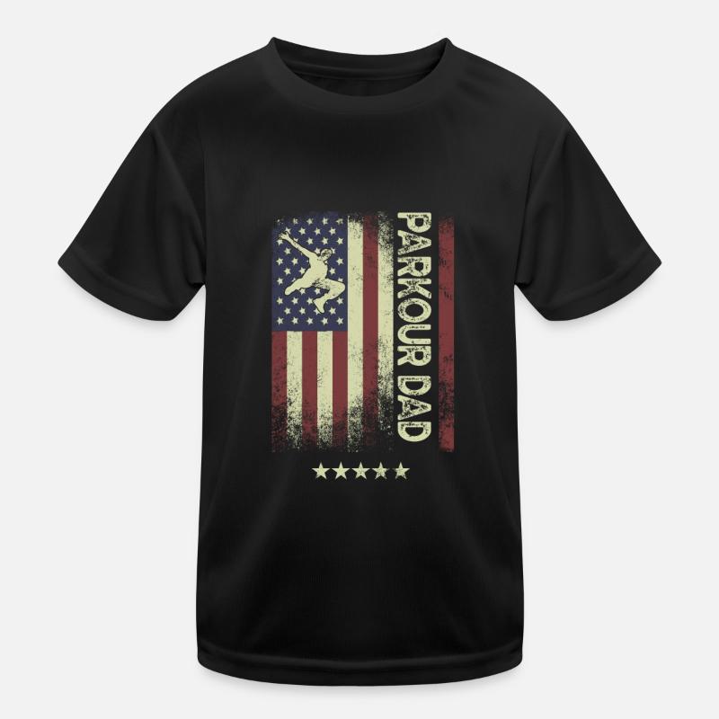American Flag - Parkour-Dad Kids Functional T-Shirt