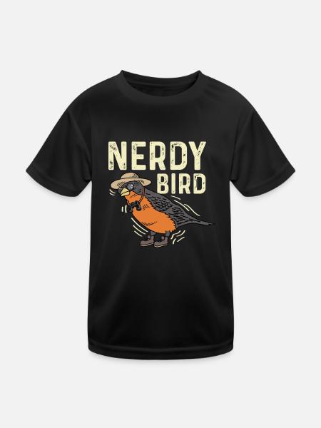 Nerdy Bird Smart and Nerd Gift - Kids Functional T-Shirt - black - Front