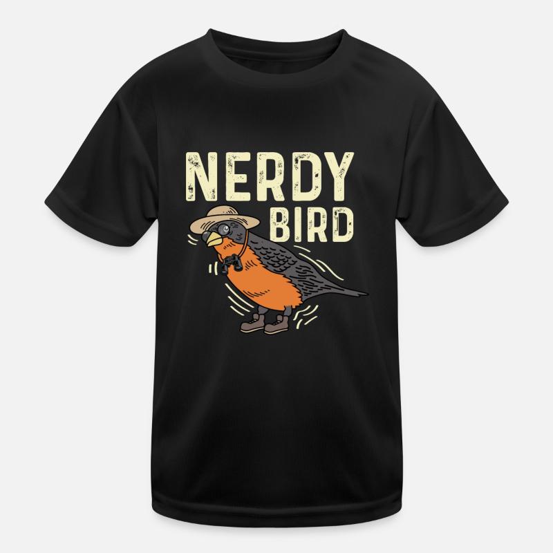 Nerdiger Vogel Smart und Nerd Geschenk - Kinder Funktions-T-Shirt - Schwarz