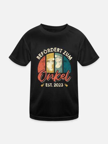 Befördert zum Onkel 2023 - Kinder Funktions-T-Shirt - Schwarz - Vorne