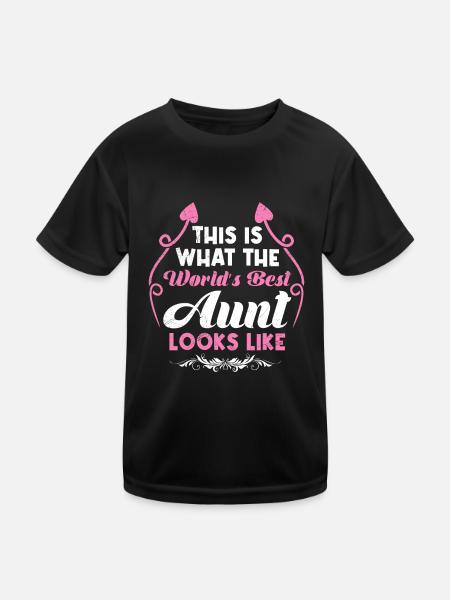So sieht die weltbeste Tante aus Beste Tante - Kinder Funktions-T-Shirt - Schwarz - Vorne