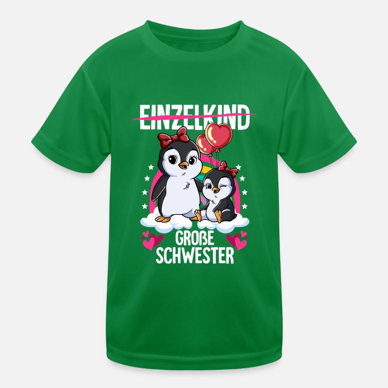 Ich werde Große Schwester Piguine Kinder Funktions-T-Shirt