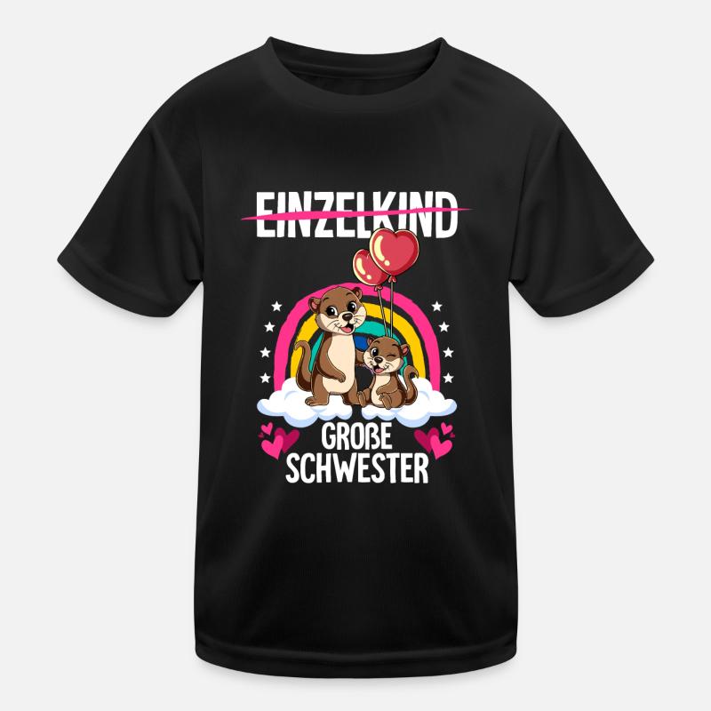 Ich werde Große Schwester Otter - Kinder Funktions-T-Shirt - Schwarz