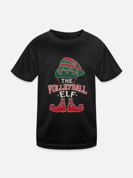 Elf Volleyball December Love Elf Christmas - Kids Functional T-Shirt - black - Front