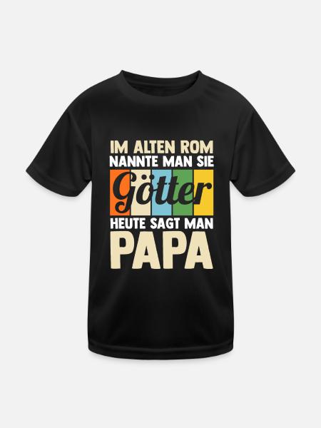 Vater Papi Papa - Kinder Funktions-T-Shirt - Schwarz - Vorne