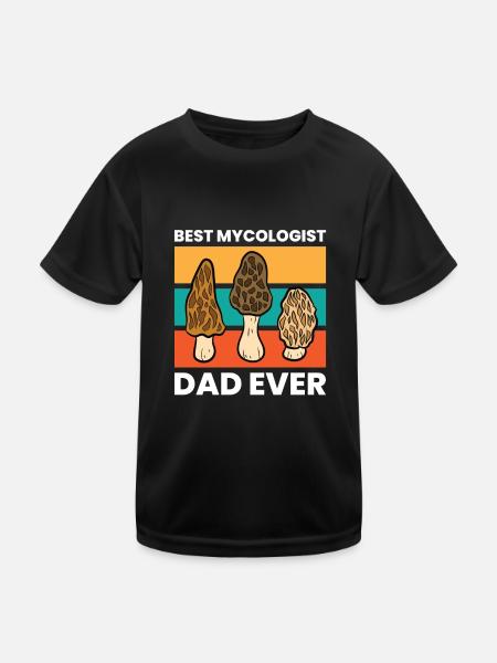 Mushroom Hunting Dad Best Mycologist Dad Ever - Kids Functional T-Shirt - black - Front