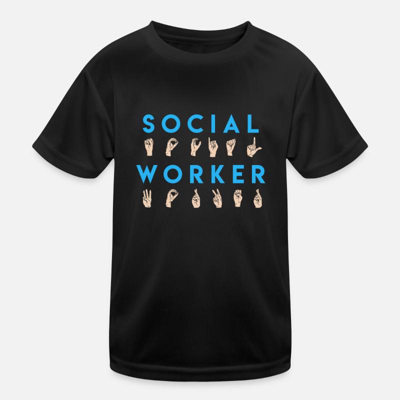 Caregiver in Sign Language Social Worker Kids Functional T-Shirt