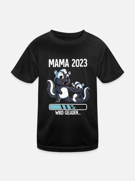 Werdende Mama 2023 - Kinder Funktions-T-Shirt - Schwarz - Vorne